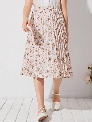 Плиссированная юбка с цветочным принтом для девочек
