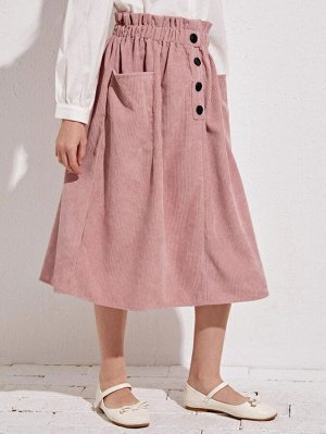 Вельветовая юбка с пуговицами для девочек