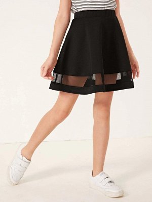 Расклешенная юбка с сетчатой вставкой для девочек