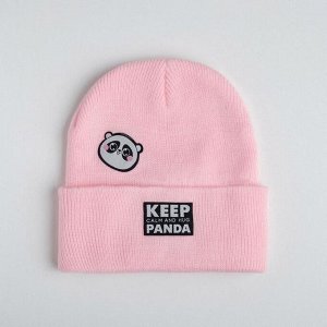 Стильная женская шапка "Keep calm and hug panda"