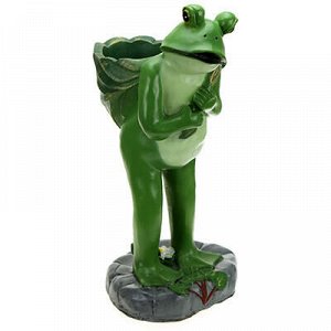 Скульптура-фигура для сада из полистоуна "Лягушка с корзиной