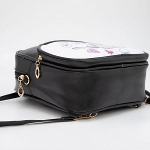 Рюкзак-сумка, отдел на молнии, наружный карман, цвет чёрный, «Единорог»
