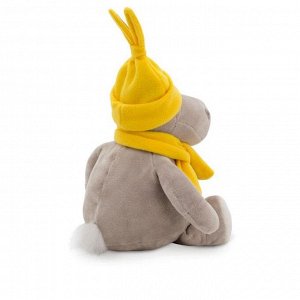 Мягкая игрушка «Бегемот Мотя» в шапке зайчонка 20 см