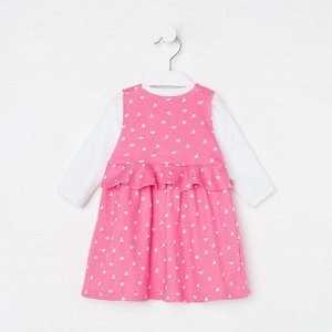 Комплект (боди, платье) детский, цвет розовый/сердца, рост 68 см