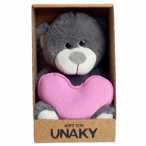 Мягкая игрушка «Медвежонок Сильвестр с розовым сердцем», цвет серый, 26 см