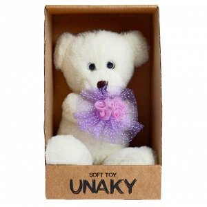 Мягкая игрушка «Медвежонок Кавьяр с цветком», 18 см