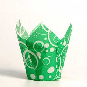 Форма для выпечки "Тюльпан", зеленый с белыми кольцами, 5 х 8 см