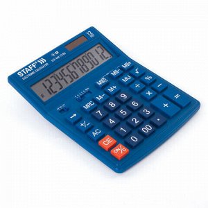 Калькулятор настольный STAFF STF-444-12-BU (199x153 мм), 12 разрядов, двойное питание, СИНИЙ, 250463
