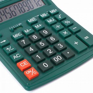 Калькулятор настольный STAFF STF-444-12-DG (199x153 мм), 12 разрядов, двойное питание, ЗЕЛЕНЫЙ, 250464