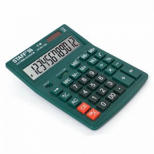 Калькулятор настольный STAFF STF-444-12-DG (199x153 мм), 12 разрядов, двойное питание, ЗЕЛЕНЫЙ, 250464