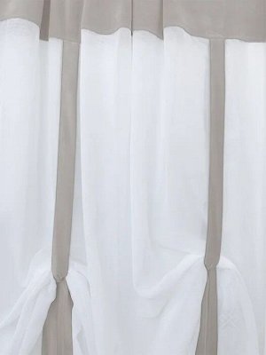 Венеция Бархат серый жемчуг тюль с лентами арт.19150 (290*180-1шт)