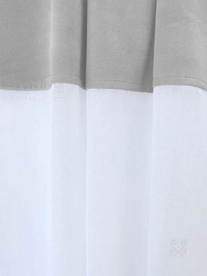 Венеция Бархат серый тюль с лентами арт.19151 (290*180-1шт)
