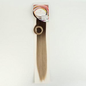 Хвост накладной, прямой волос, на резинке, 60 см, 100 гр, цвет омбре русый/блонд