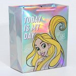 Пакет голография горизонтальный &quot;Today is my day&quot;, Принцессы, 25 х 21 х 10 см