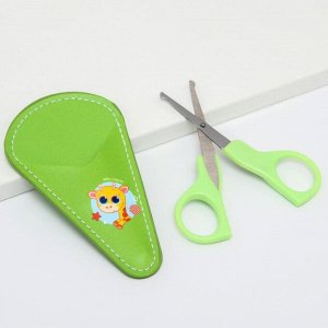 Детские, безопасные, маникюрные ножницы «Жирафик» , цвет зеленый