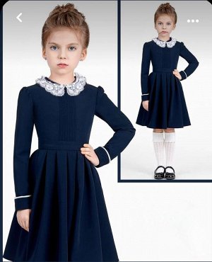 Платье Детское 6506 "Ворот Рюша " Темно-Синее