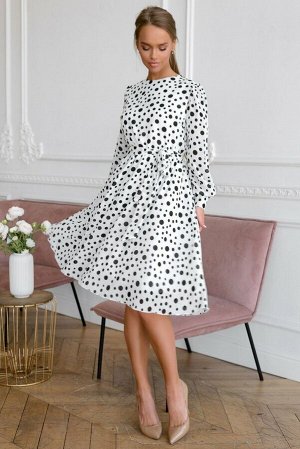Платье Размер: 42 / 44 / 46 / 48
Модный принт polka dots заполнил все сферы фэшн индустрии. Классический белый материал с горошком разной величины выглядит очень актуально и стильно. Ткань: шифон с по