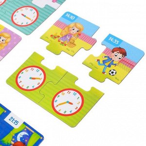 Puzzle Time Игровой и обучающий набор «Распорядок дня», пазлы, книга, часы