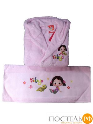BR-0024/01 Халат+полотенце детские OZDILEK NILOYA HEART 1-2 розовый