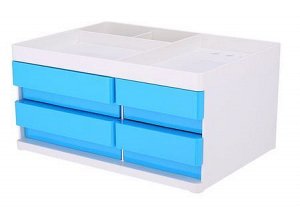 Органайзер настольный "Rio" 4 выдвижных ящика 131х189х264 мм белый/голубой пластик EZ25030 (1137361) Deli