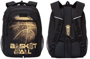 Рюкзак молодежный RU-132-1/3 "Баскетбол" черный - оранжевый 31х42х22 см GRIZZLY {Китай}