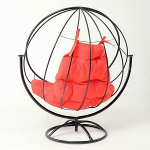 Вращающееся кресло "Круглое" с красной подушкой, 139х106х69см