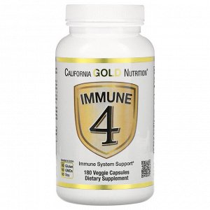 California Gold Nutrition, Immune 4, средство для укрепления иммунитета, 180 растительных капсул