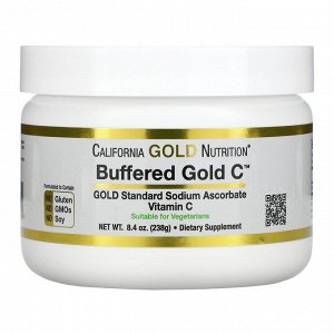 California Gold Nutrition, Buffered Gold C, некислый буферизованный витамин C в форме порошка, аскорбат натрия, 238 г (8,4 унции)