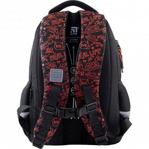 Рюкзак школьный, Kite 831, 40 х 29 х 11.5 см, эргономичная спинка, чёрный/красный
