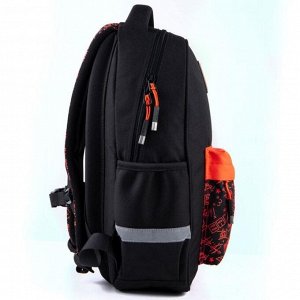 Рюкзак школьный, Kite 831, 40 х 29 х 11.5 см, эргономичная спинка, чёрный/красный