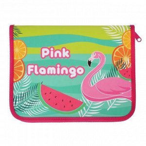 Папка для тетрадей А5, молния вокруг, пластиковая, ПМ-А5-04, Pink Flamingo