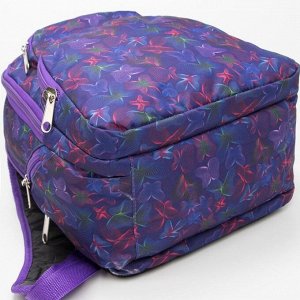 Рюкзак школьный, 2 отдела на молниях, 2 наружных кармана, 2 боковых кармана, цвет фиолетовый
