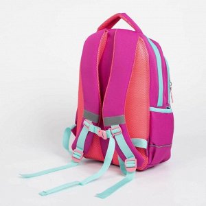 Рюкзак, 2 отдела на молниях, 3 наружных кармана, 2 боковых кармана, цвет розовый