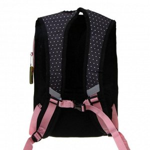Рюкзак молодёжный, Merlin, GL2020, 44 x 30 x 13 см, эргономичная спинка, чёрный/розовый