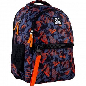 Рюкзак молодежный, GoPack 161, 42x30x13 см, эргономичная спинка, чёрный/оранжевый