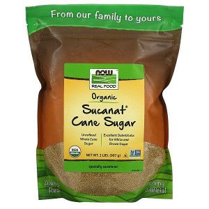 Now Foods, Real Food, Sucanat, сертифицированный органический тростниковый сахар, 907 г (2 фунта)