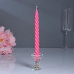 Свеча витая, 2,3х 24,5 см, тёмно-розовая
