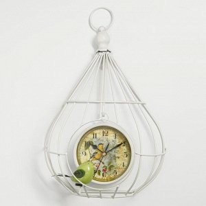 Часы настенные, серия: Животный мир, "Птичка в клетке", d=12 см