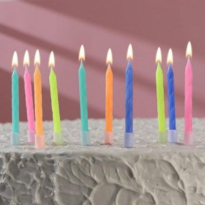 Набор свечей для торта "С Днём Рождения", неоновые, МИКС , 10 шт