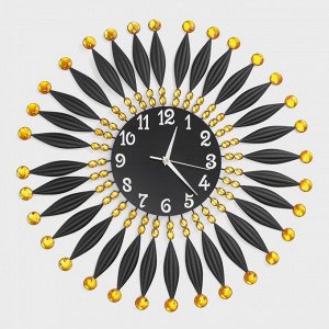 Часы настенные, серия: Интерьер, "Чёрные длинные перья", d=35 см