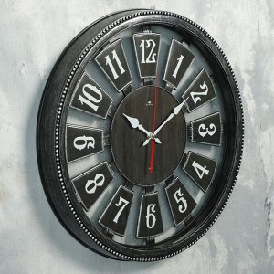 Часы настенные "Классика" d=49.5 см, корпус черный с серебром, плавный ход