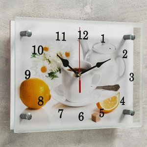 Часы настенные, серия: Кухня, "Чайная церемония и лимон", 20х30 см