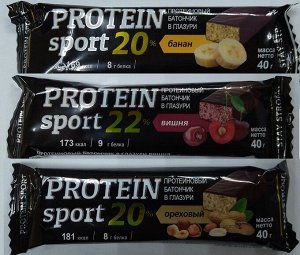 Мюсли батончик Protein Sport Банан в глаз 20% (169ккал, 8г белка) 40,0 РОССИЯ