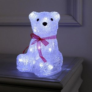 Светодиодная фигура «Медведь с бантом» 15 ? 20 ? 15 см, акрил, 20 LED, батарейки ААх3 (не в комплекте), свечение белое
