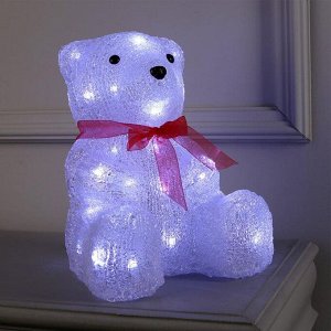Светодиодная фигура «Медведь с бантом» 22 x 30 x 20 см, акрил, 40 LED, 220 В, свечение белое