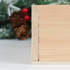 Кашпо деревянное 24.5*14*8 см "Happy New Year. Дед Мороз в солнцезащитных очках"