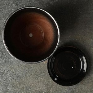 Набор кашпо "Роспись бутон" черно-серебрянный, 4 предмета