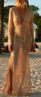 Пляжное платье с длинными рукавами