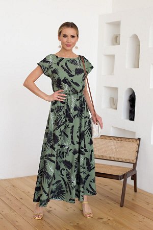 Платье Дарья №61. Цвет:т.зеленый/черный