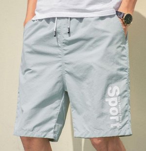 Мужские пляжные шорты,на шнуровке,цвет серый,надпись &quot;Sport&quot;